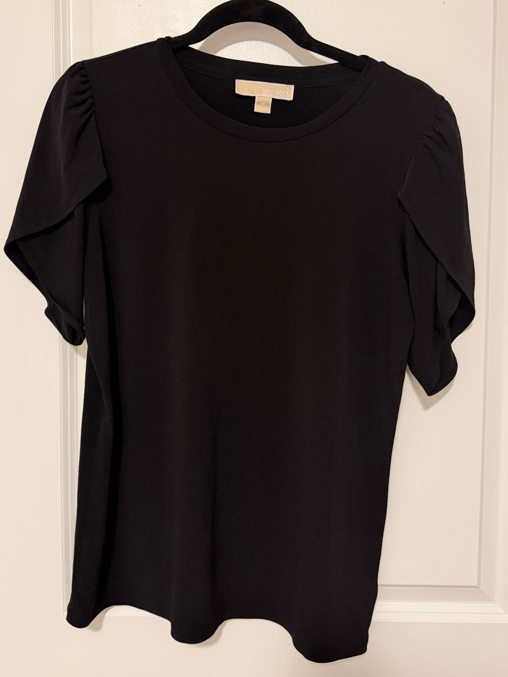 MICHAEL Michael Kors Black Puff Sleeve Crew Top